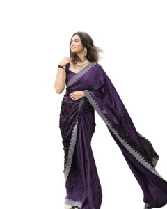 Saree under 1000 Dark Purple Color