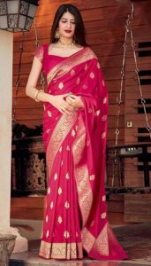 Saree under 1000 Dark red