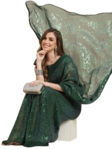 Dark Green saree under 1000